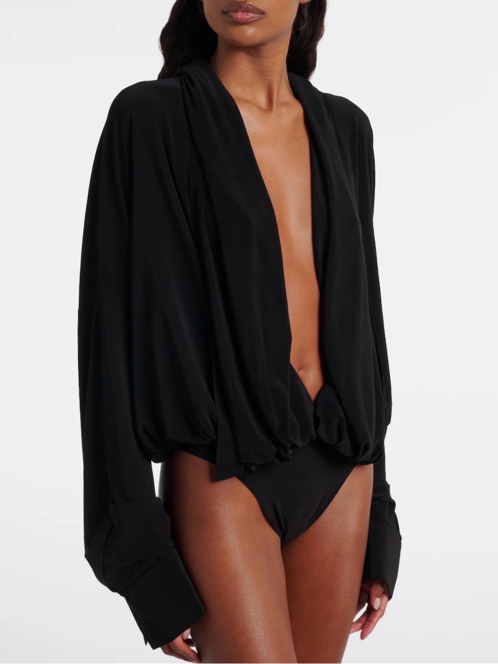 Free People Draped Black Top/ bodysuit